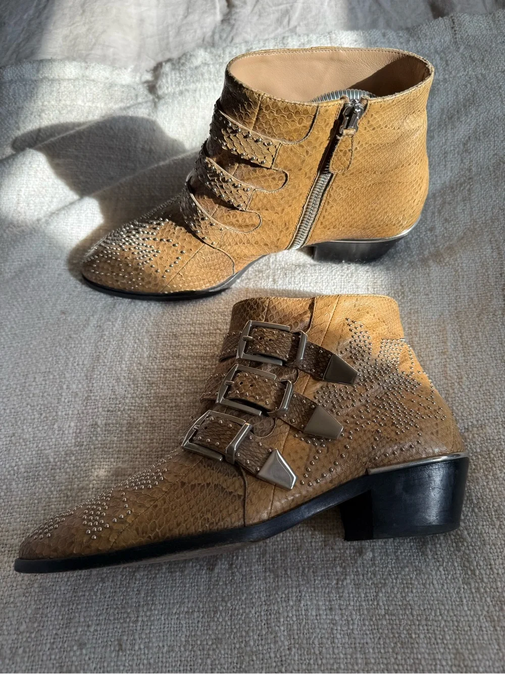 Chloé Susanna in Python  Leather Studded Ankle Boots Sz 7 ⭐️